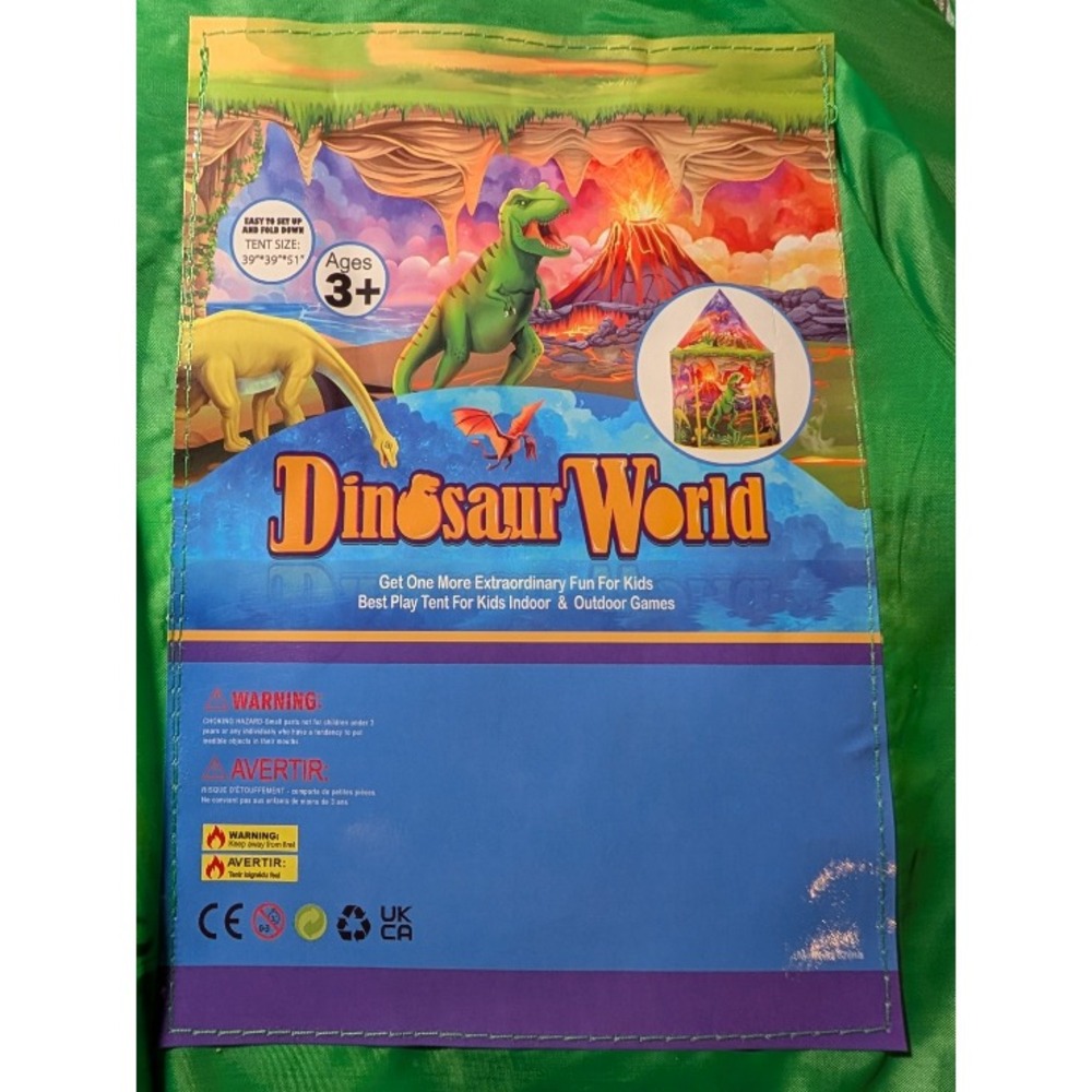 Dinosaur World Kids Tent Playhouse 39"x39"x51" Ages 3+ Indoor Outdoor Fun Game - Picture 1 of 3